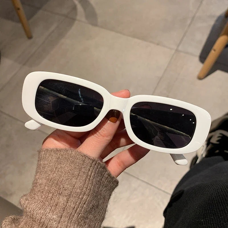 Women's Dark Black Rectangular Sunglasses Fashion Square UV 400 Protection