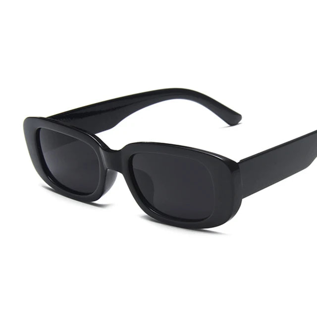 Women's Dark Black Rectangular Sunglasses Fashion Square UV 400 Protection