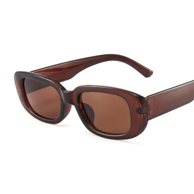 Women's Dark Black Rectangular Sunglasses Fashion Square UV 400 Protection